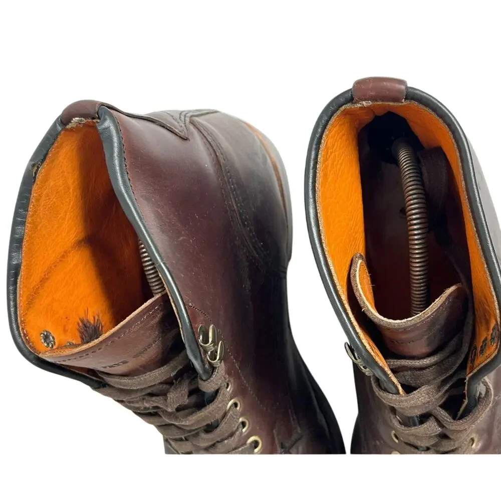 FRYE Walter Made In USA Lace Up Brown All Leather Boots Men's US 11 M